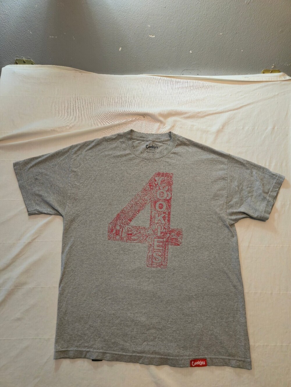 Cookies Grey Graphic 4 Logo T-Shirt XL 100% Cotton